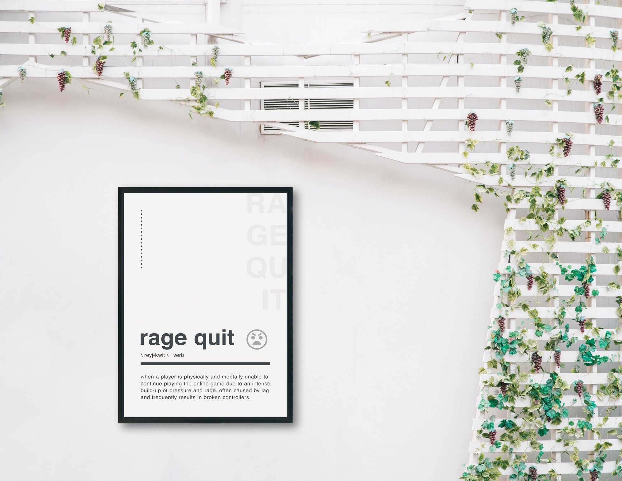 Rage-quit Definition Print Wall Art/printable Art/gamer 
