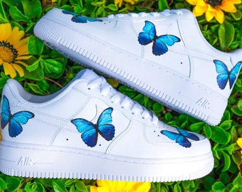 white air forces with butterflies