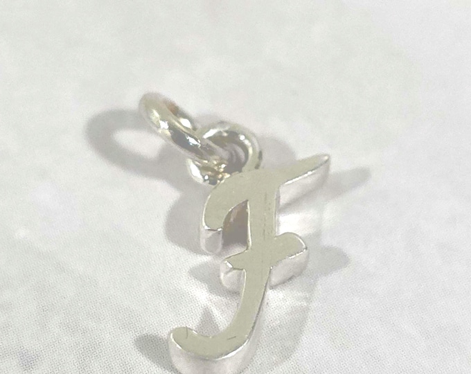 F Sterling Silver Letter  Charm Pendant, Customizable Engravable USA