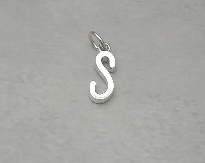 S Sterling Silver Letter  Charm Pendant, Customizable Engravable USA
