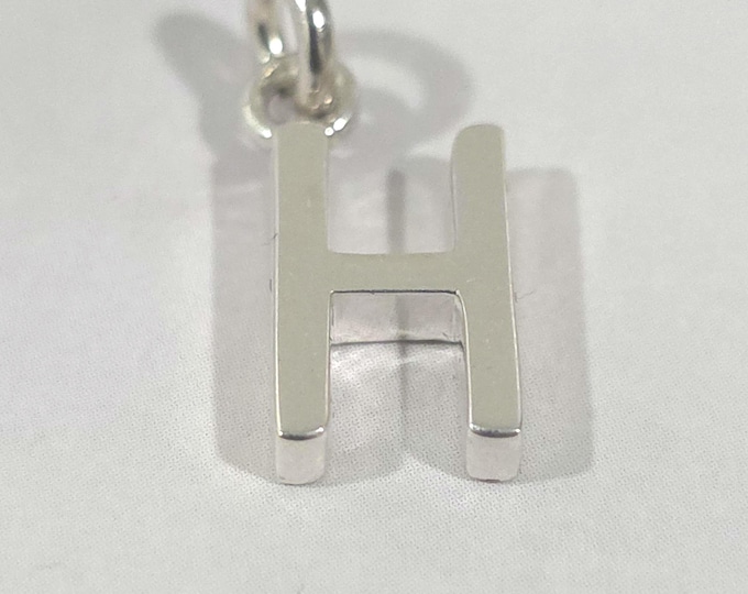 H Sterling Silver Letter  Charm Pendant, Customizable Engravable USA