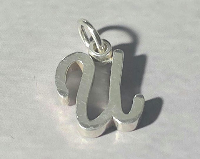 U Sterling Silver Letter  Charm Pendant, Customizable Engravable USA