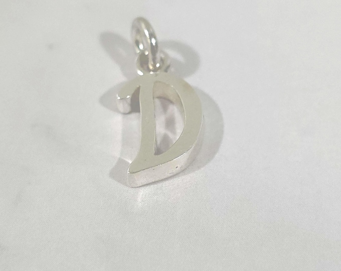 D initial charm, letter D pendant  sterling silver customizable laser engraving included