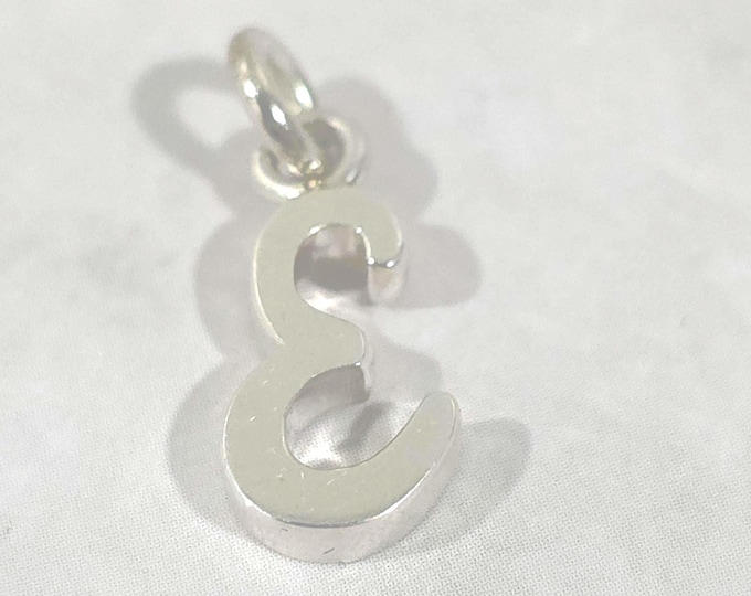 E Sterling Silver Letter  Charm Pendant, Customizable Engravable USA