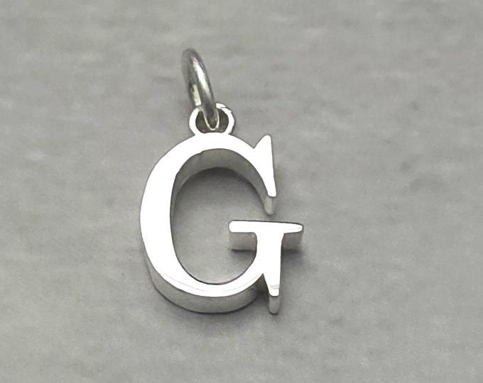 G Sterling Silver Letter  Charm Pendant, Customizable Engravable USA