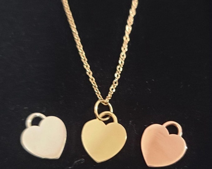 14k heart pendant  laser engraving included