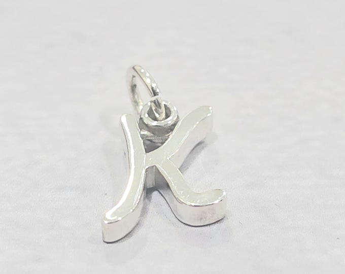 K Sterling Silver Letter  Charm Pendant, Customizable Engravable USA