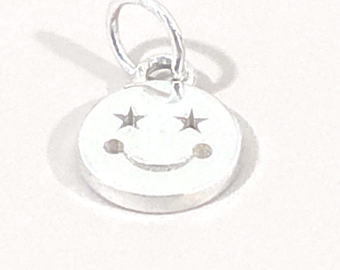 Smiley Face Charm with Stars – 6.5mm Emoji Pendant
