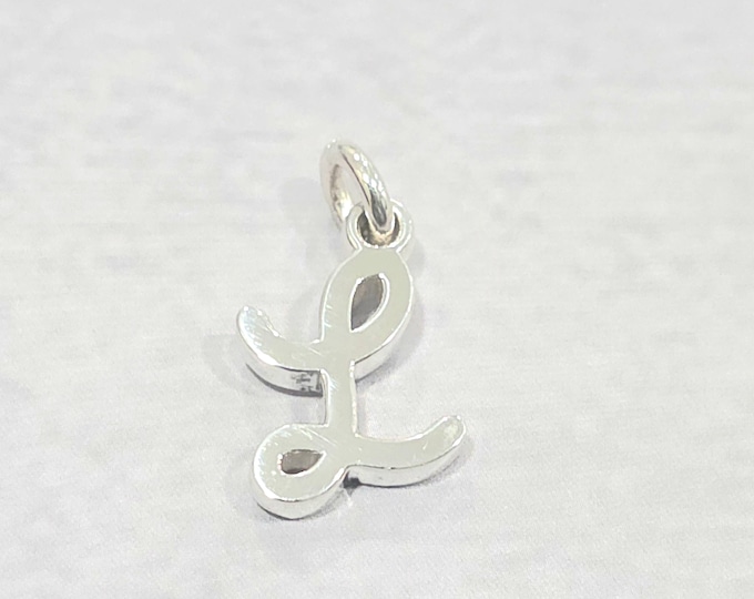 L Sterling Silver Letter  Charm Pendant, Customizable Engravable USA