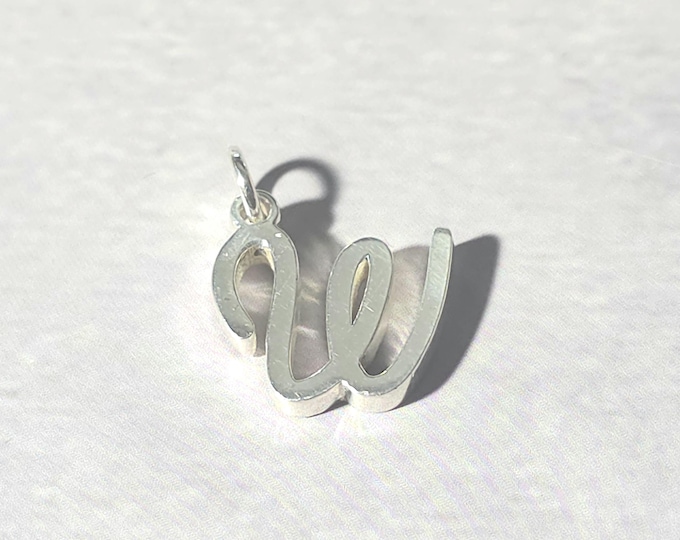 W Sterling Silver Letter  Charm Pendant, Customizable Engravable USA