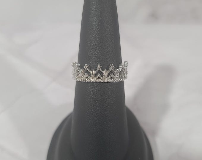 crown of hearts silver ring