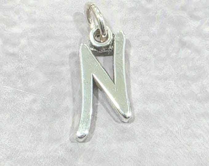 N Sterling Silver Letter  Charm Pendant, Customizable Engravable USA