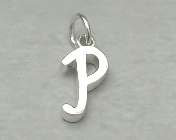 P Sterling Silver Letter  Charm Pendant, Customizable Engravable USA