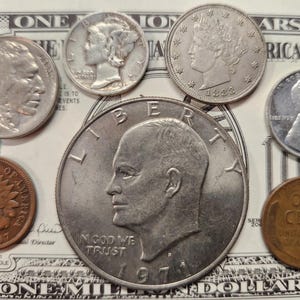 U.S. Coin Starter Lot – Complete 7-Piece Collectors Set Featuring Historic Coins with Silver