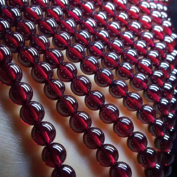 Fournisseurs Perles de grenat naturelles AAA, Perles lisses rondes de grenat 2 mm 3 mm 4 mm 5 mm 6 mm Perles rondes en vrac de pierres précieuses 15 pouces