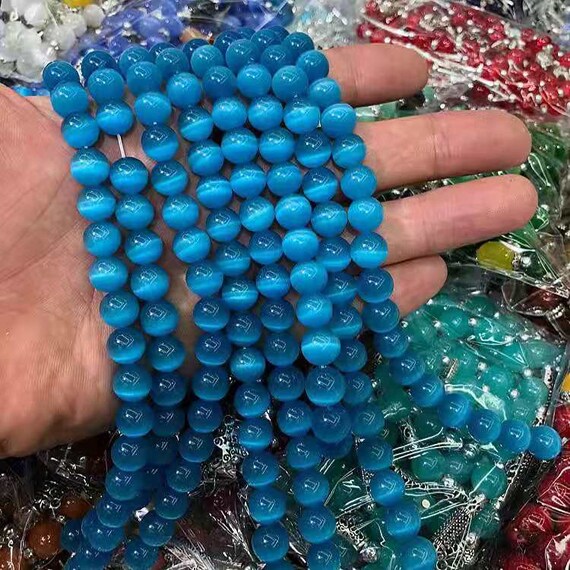 Cat s Eye Smooth Round Beads Blue Cat s Eye Beads 4mm 6mm 8mm 10mm