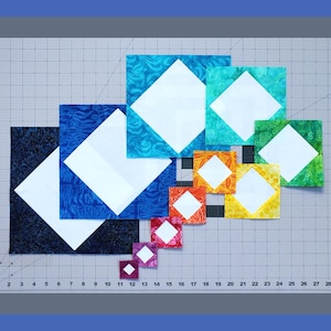 Diamant im Quadrat FPP Quiltmuster (11 Größen); Quadrat im Quadrat FPP - Digitaler Download; Grundlage für das Zusammennähen des Papiers; 8,5 "X11" und A4