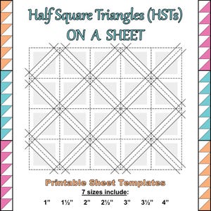 Modello triangolo quadrato perfetto (7 misure); modelli HST in blocco; 1", 1,5", 2", 2,5", 3", 3,5", 4" HST; download digitale; 8,5X11 e A4