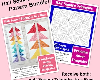 Half Square Triangle FPP Templates: HST in a Row & Sheet Bundle (Digital Download)