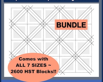 Half Square Triangle Paper Templates: Pre-printed HST Bundle on Newsprint (2,600 HSTs Templates)