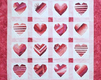 Bundle -Heart FPP quilt blocks (3 sizes) - Digital Download; 8 designs; Foundation Paper Piecing; Valentines; 8 1/2&quot; X 11&quot; & A4 paper sizes