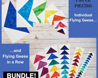 Bundle - Flying Geese and Flying Geese in a Row FPP - Digital Download; DISCOUNT; Paper Piecing; 5+ sizes; 8.5&quot; X 11&quot; + A4 paper size