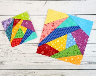 Crazy Quilt Block Design #3 FPP Pattern: 7 Sizes (Digital Download)