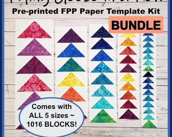 Flying Geese in a Row FPP Bundle with 1016 Pre-Printed Templates