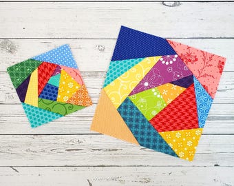 Crazy Quilt Block FPP Pattern: Design #4, 7 Sizes (Digital Download)