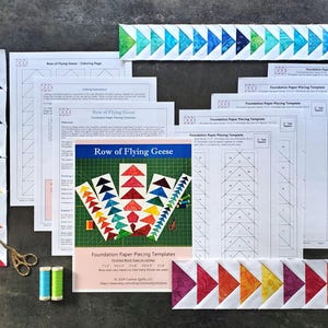 Flying Geese in a Row Quilt Pattern: FPP Template in 5 Sizes (digital ...