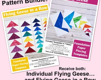 Flying Geese FPP Quilt Block Pattern Bundle: 5 sizes (Digital Download)