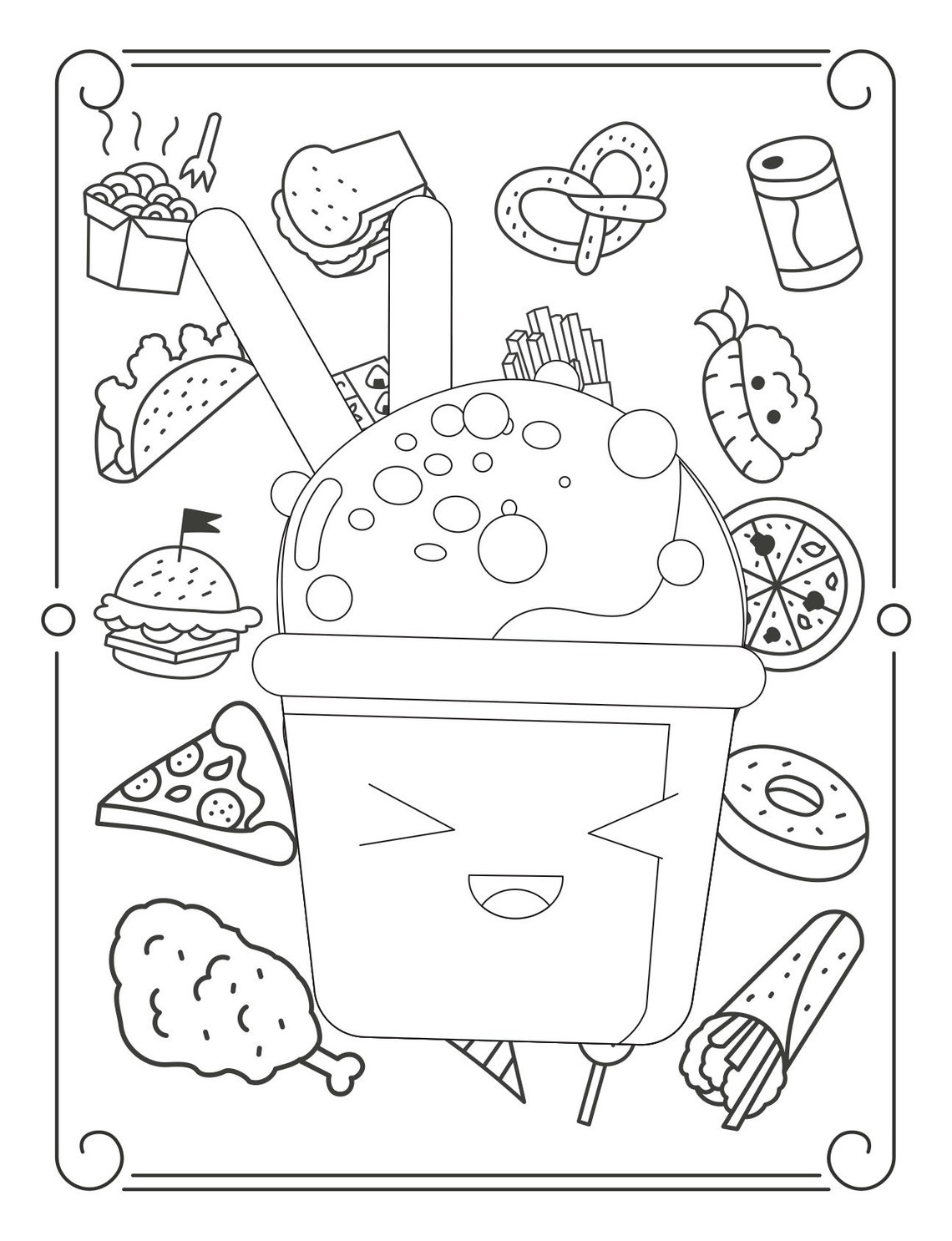 26 Printable Cute Kawaii Food Coloring Pages Pictures Colorist | Images ...