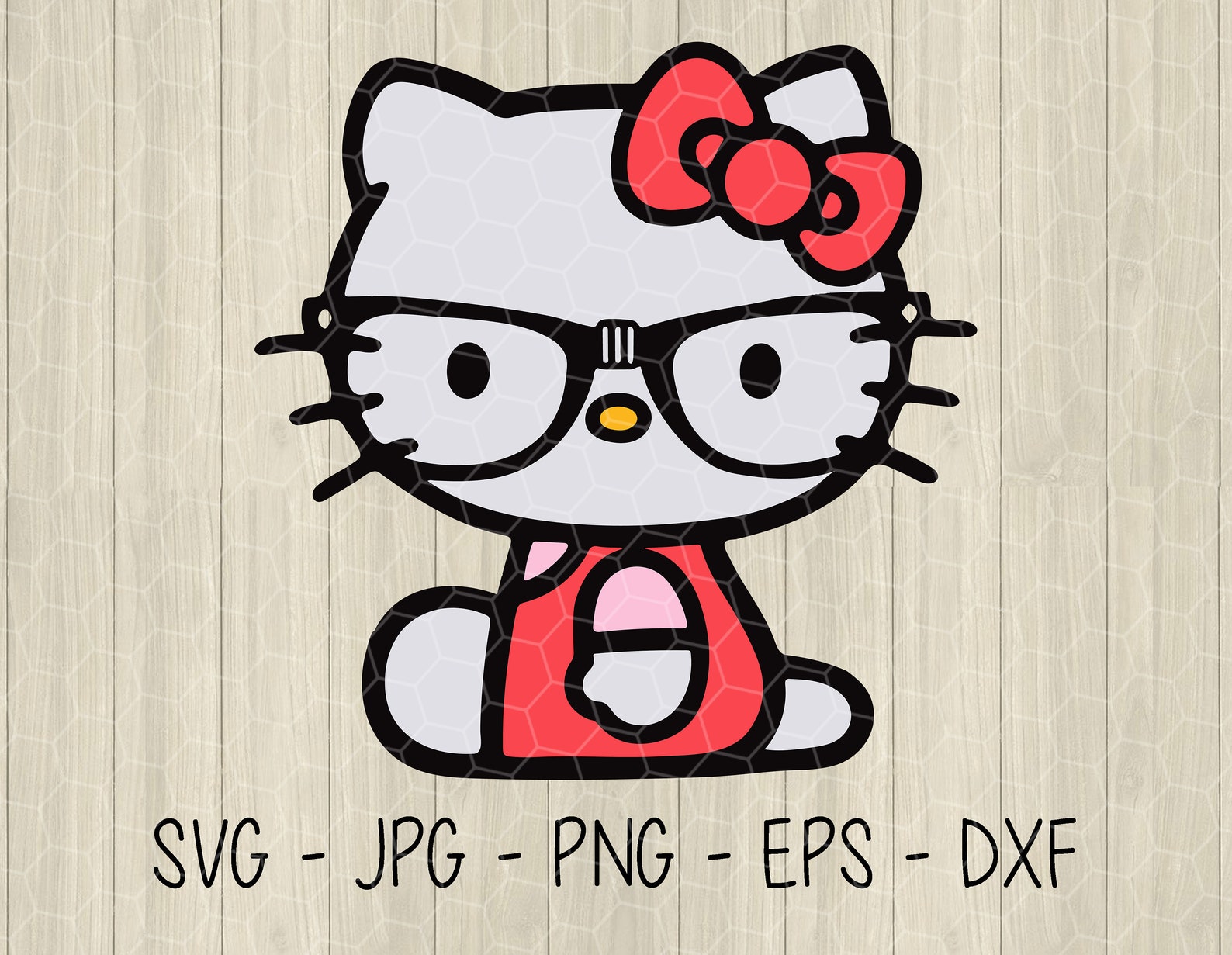 Hello Kitty Nerd Glasses SVG Hello Kitty Digital Cut File | Etsy