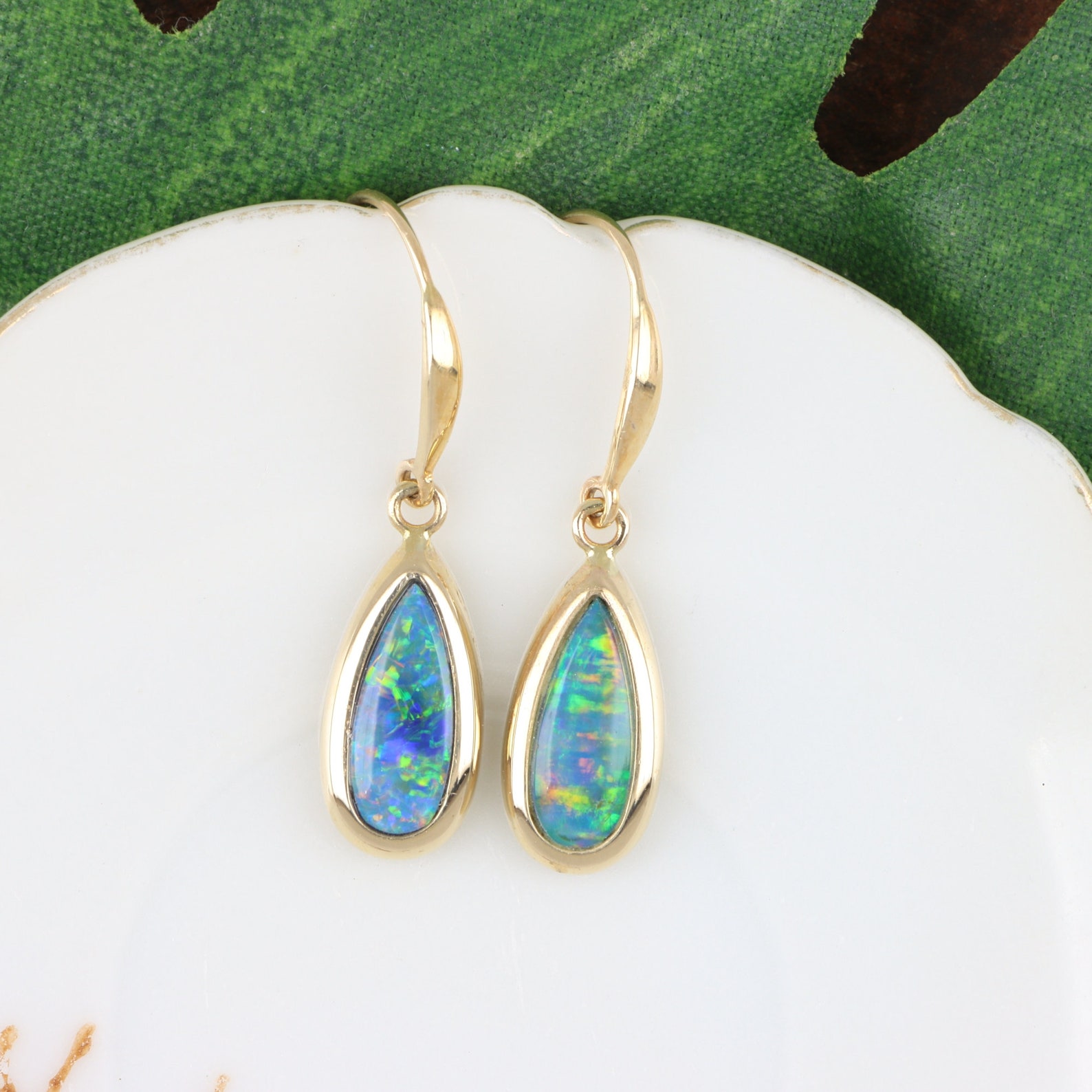 Dazzling Multicolor Boulder Opal Doublet Earrings in 14K | Etsy