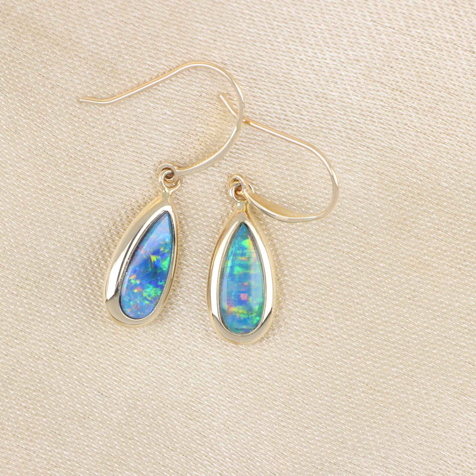 Dazzling Multicolor Boulder Opal Doublet Earrings in 14K | Etsy