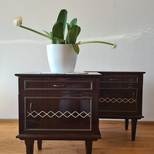 Exceptionally Preserved Antique Wooden Nightstands from the 1970s