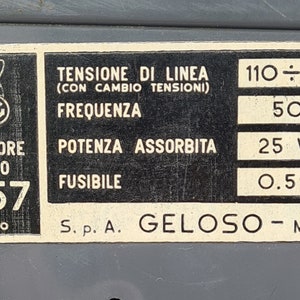 Grabadora de cinta de carrete a carrete Vintage Geloso G257 Dispositivo de audio italiano retro de 1961 Excelente estado imagen 10