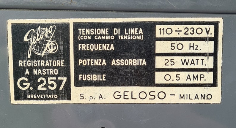 Grabadora de cinta de carrete a carrete Vintage Geloso G257 Dispositivo de audio italiano retro de 1961 Excelente estado imagen 10