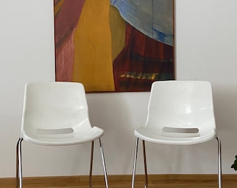 Pair Of White Vintage Chair By Svante Schöblom For Overman • Retro Swedish Chair • Dining chair