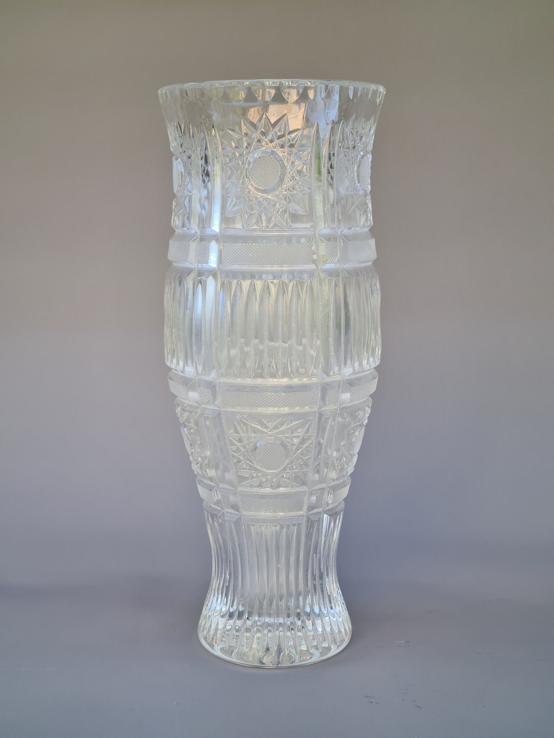 Elegant Crystal Vase Wellpreserved 26 Cm Height 10 Cm Etsy