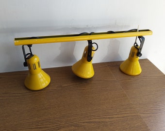 Lampe design jaune rétro unique - Années 1970 - Fixation murale ou au plafond - Bras réglables