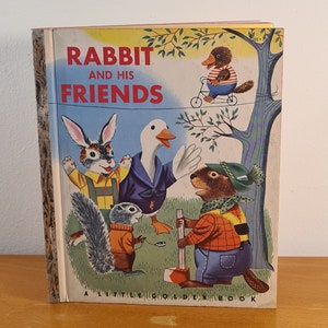 Rabbit and His Friends 1953 - Whimsical Adventure - Retro Vintage Illustrated Children&#39;s Picture book