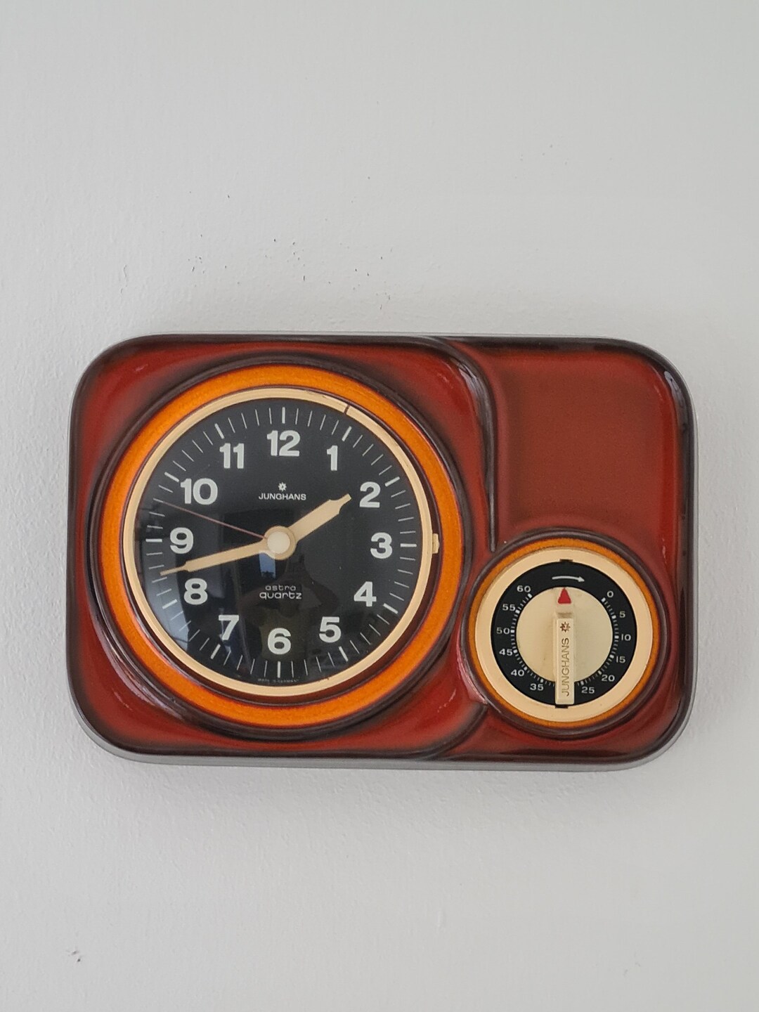 Junghans Ceramic Kitchen Wall Clock With Timer Retro 1970s Etsy