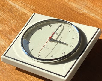 Vintage White Ceramic Junghans Wall Clock – Mid-Century Modern Decor