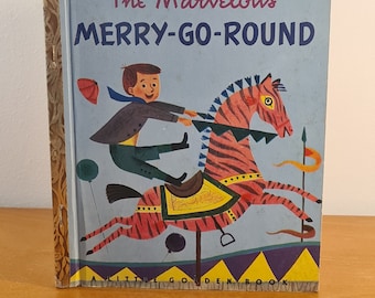 El maravilloso tiovivo 1950 - La aventura del torbellino de Jane Werner - Libro ilustrado retro vintage para niños