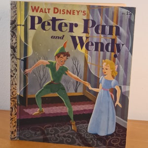 Walt Disney&#39;s Peter Pan and Wendy 1952 - Adventure in Neverland, Retro Vintage Fairytale Illustrated Children&#39;s Picture book