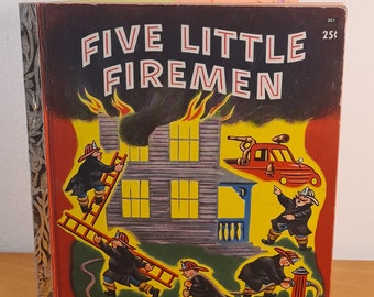 Five Little Firemen 1949 - Fire Safety - Retro Vintage Illustrated Children's Picture book