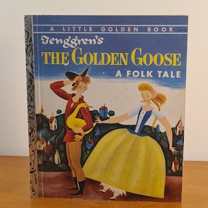 The Golden Goose - A Folk Tale by Brothers Grimm 1954, FairyTale with Pictures Picture Book Retro Vintage Children&#39;s entertainment