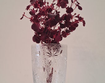 Jarrón de cristal Rogaška hecho a mano con diseño texturizado único- 1970 - Decoración elegante del hogar, cristalería vintage retro de cristal, hecho en Eslovenia