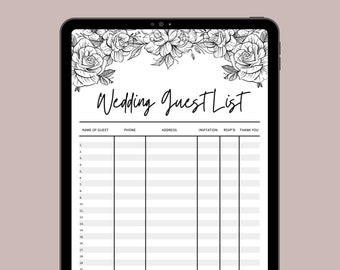 Black & White Wedding Printable Guest List